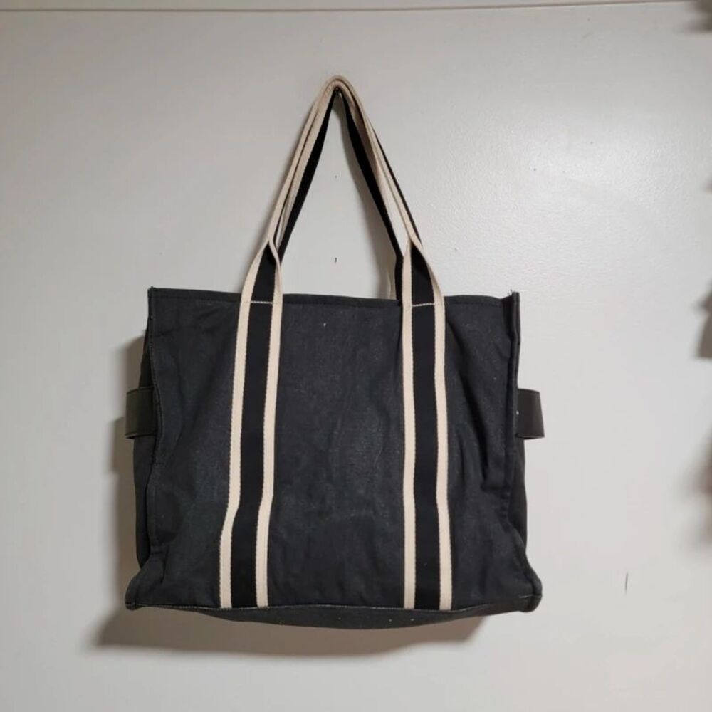 Universal Thread Goods Co Black Canvas Tote Bag Ivory Stripe Shoulder